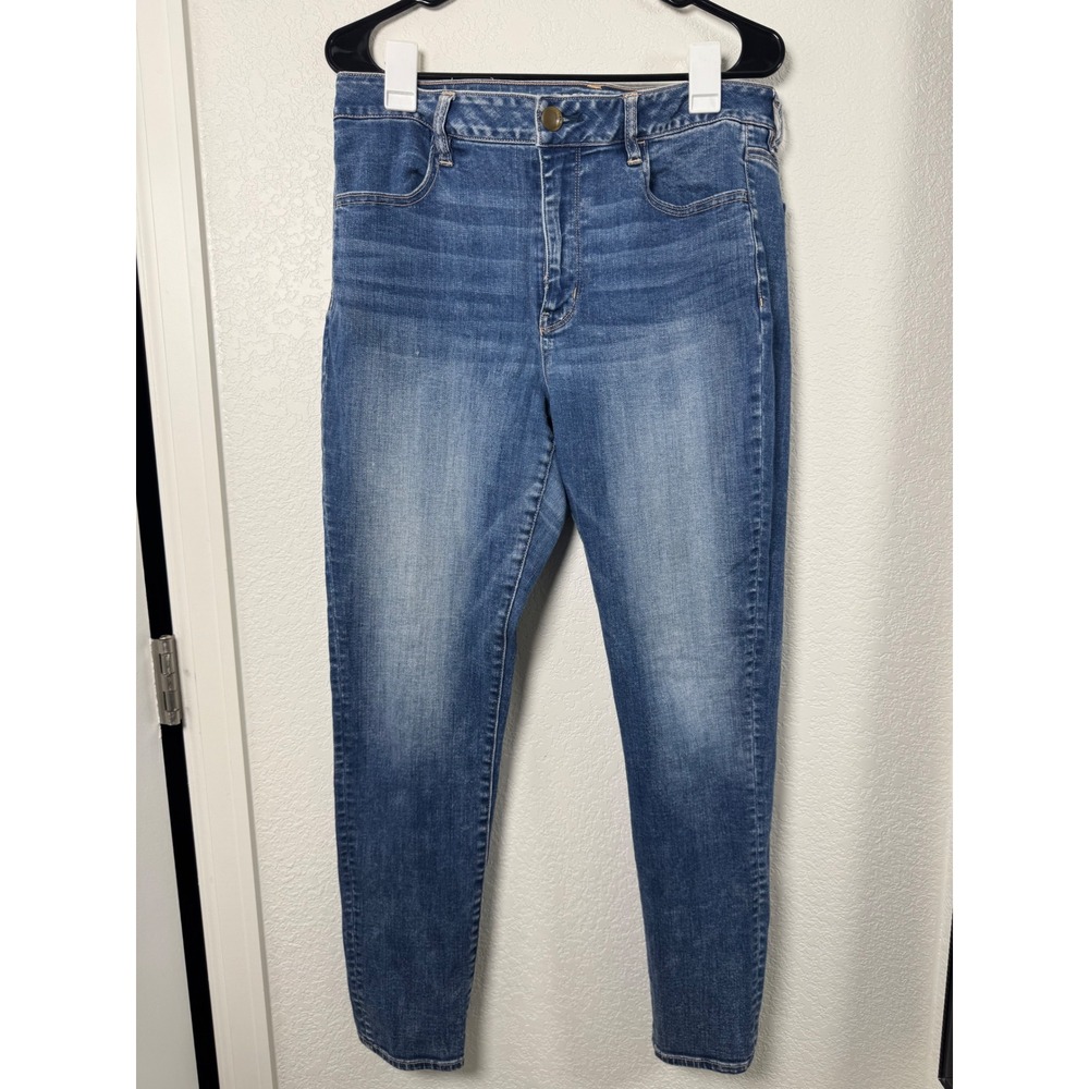 American Eagle Super Stretch X Jeans Women 14 Blue High Rise Skinny Medium Wash